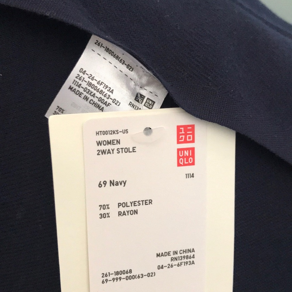NWT Navy Uniqlo cape scarf wrap stole sold out - Picture 5 of 7